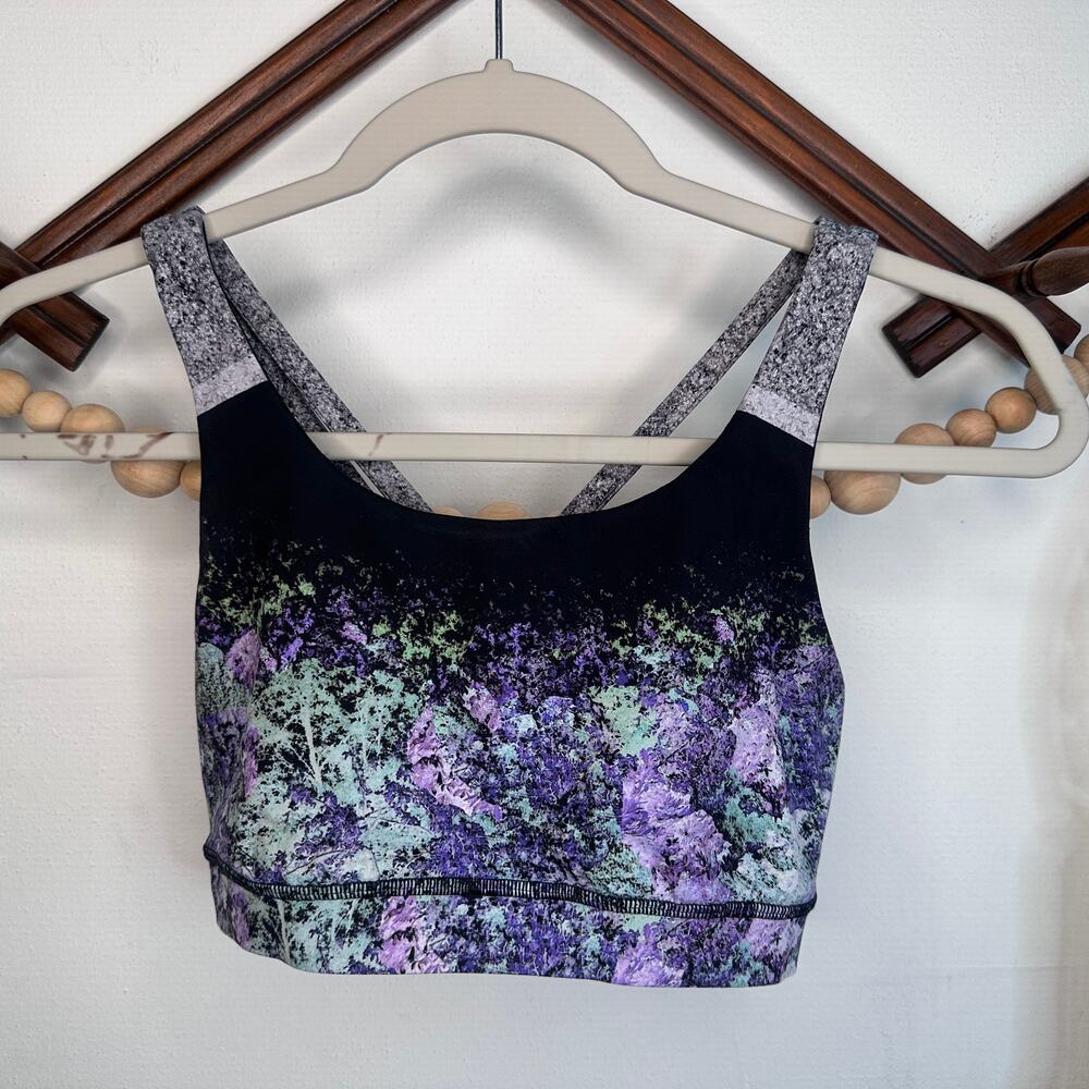 Lululemon Vivid Vision Green Purple Nulux Energy Sports Bra